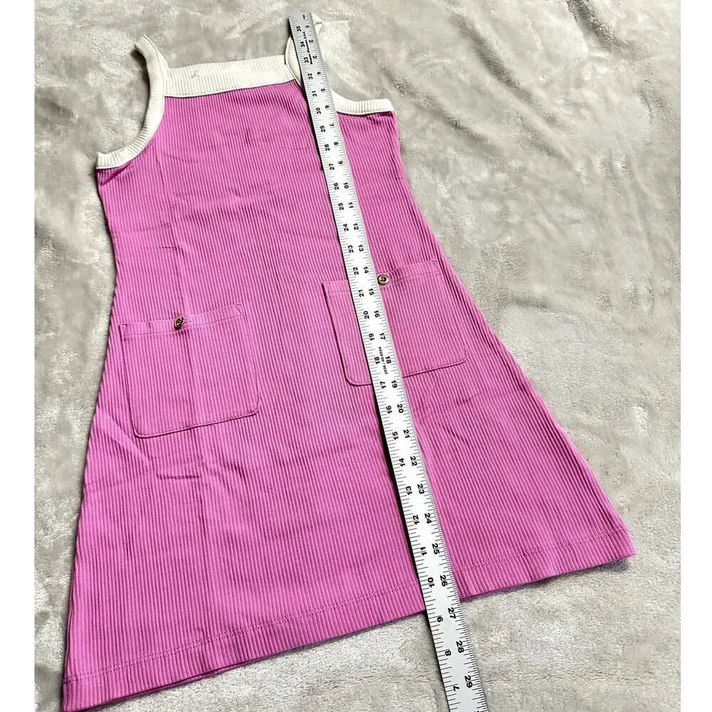 Crewcuts Rib Tank Top Mini Dress Girl's 8 Pink White Vintage Sleeveless NWT